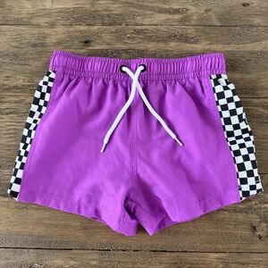 Binky Bro Boys Purple Checkerboard Swim Trunks Board Shorts Size 6-7 Years